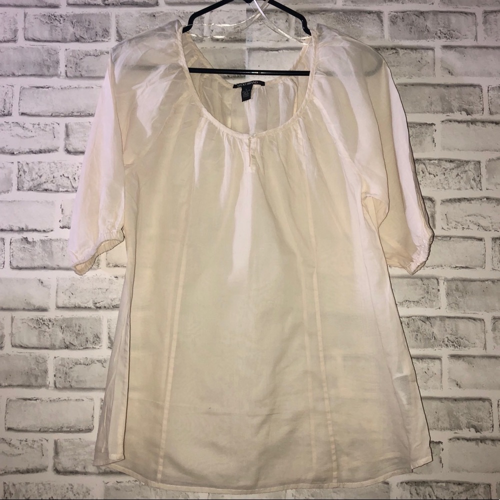 🦋Lucky Brand Ivory Peasant Top